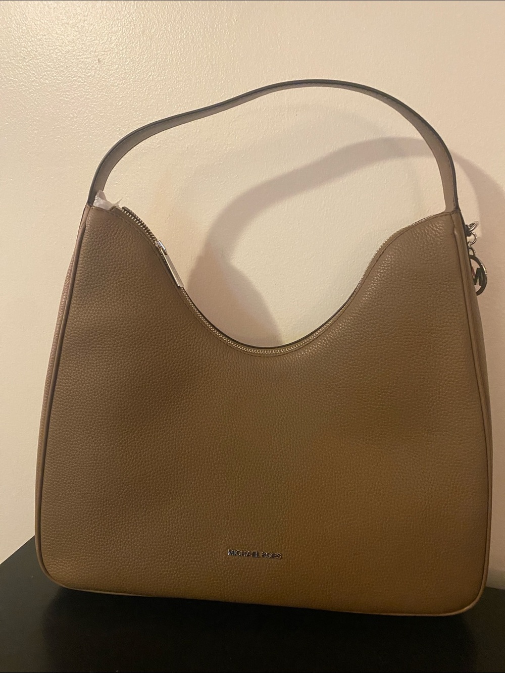 Michael Kors Taupe Pebbled Leather Hobo Shoulder Bag